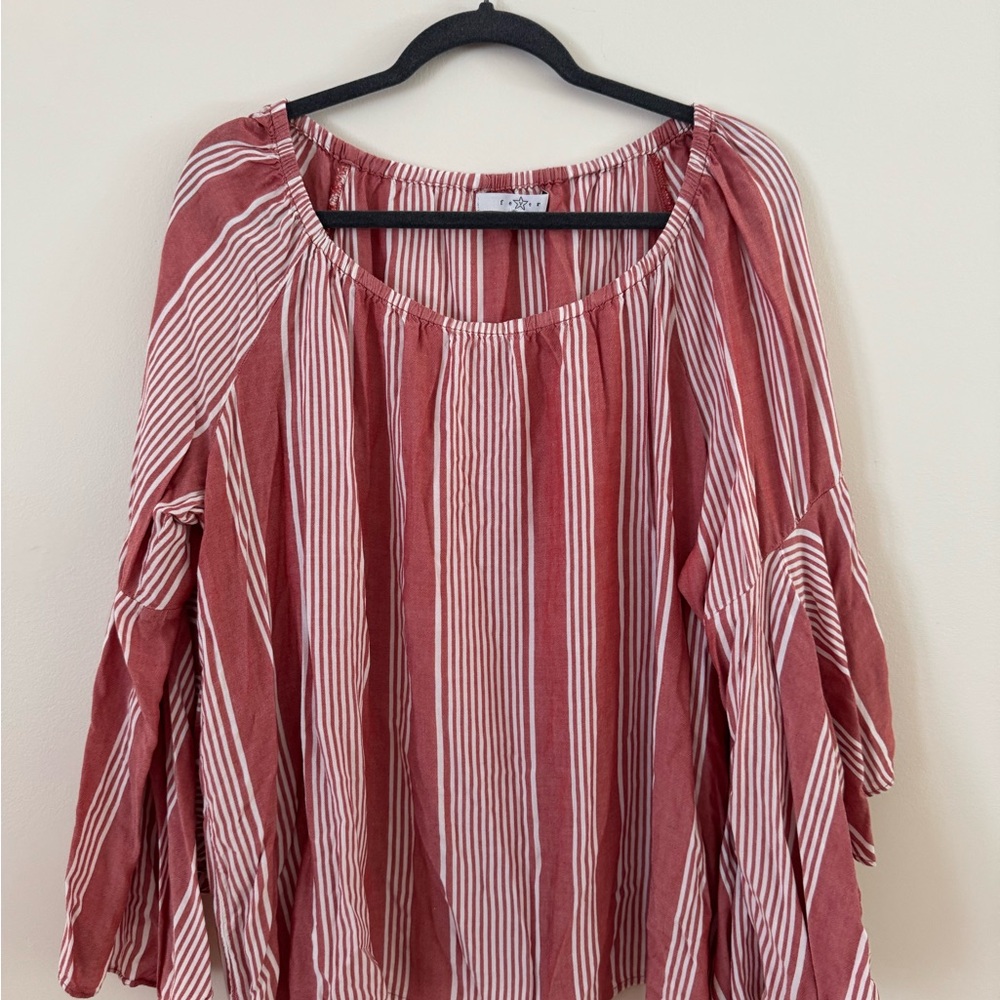 Fever Red Ruffled 3/4 Sleeve Blouse Size 1X